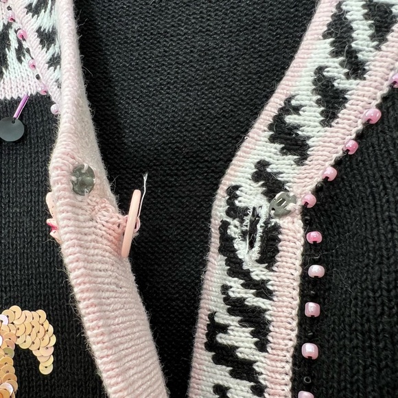 NWOT Storybook Knits black pink sequin beaded lily flower cardigan sweater 3X - Picture 3 of 14